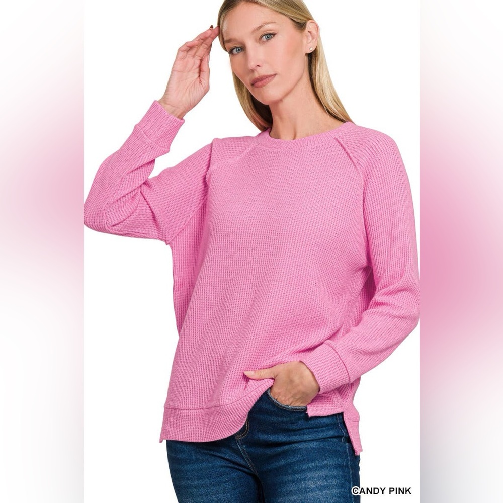 Sundry Pink Crewneck Thermal Top